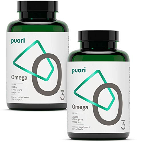 Puori Omega 3 Fish Oil - Ultra Pure 2000mg x 240 Softgels - Heart, Brain and Eye Health Supplement - Burpless, IFOS Certified, Non-GMO Capsules - O3-