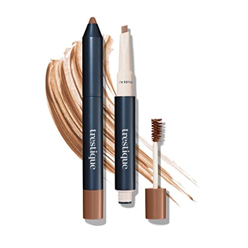 trestique Brow Pencil And Gel, Refillable Eye Brow Pencil With Built-In Brow, Clean Beauty Eyebrow Pencil And Brow Gel, Sustainable 2-In-1
