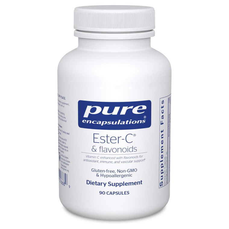 Pure Encapsulations Ester-C & Flavonoids - Vitamin C Supplement for Antioxidants - Immune & Vascular Support* with Calcium & Rutin - Gentle on Digest