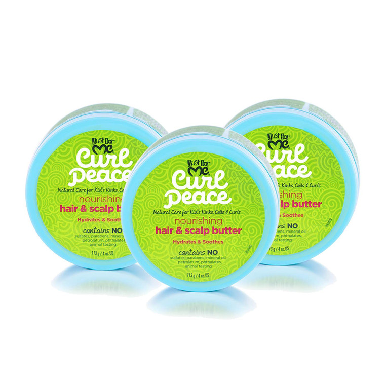 Just For Me Curl Peace Nourishing Hair & Scalp Butter (3 Pack) - Hydrates & Soothes, Contains Grapeseed Oil, Shea Butter, Castor Oil, Prevents Breaka