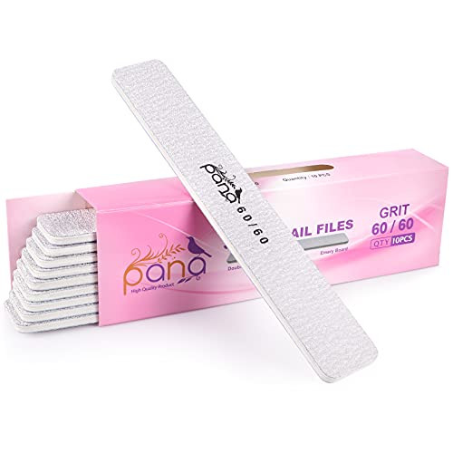PANA Jumbo Double-Sided Emery Nail File for Manicure, Pedicure, Natural, and Acrylic Nails - Zebra (Grit 60/60) - 50 Piece Pack