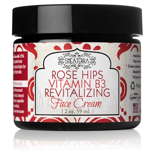 Shea Terra Organics Rose Hips Replenish Face Crème | Daily Moisturizer Spa Treatment | All Skin Types  2 oz