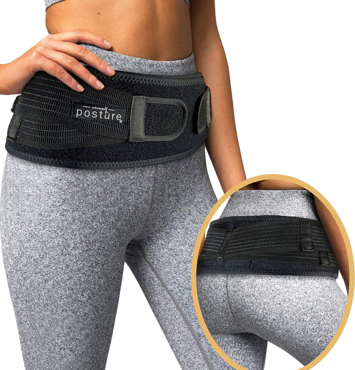 Vriksasana Posture Sacroiliac Hip Belt for Women and Men That Alleviates Sciatic, Pelvic, Lower Back, Leg and Sacral Nerve Pain Caused by Si Joint Dy