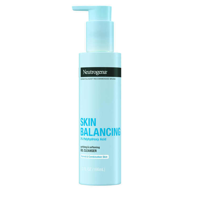 Neutrogena Skin Balancing Purifying Gel Cleanser with 2% Polyhydroxy Acid (PHA), Softening Face Wash for Normal & Combo Skin, Paraben-Free, Soap-Free