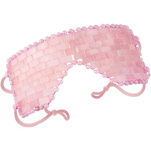 LazyGa Rose Quartz Eye Mask - with Adjustable Strap for face 100% Natural Gemstone Jade Sleep Mask for Hot & Cold Anti Aging Therapy