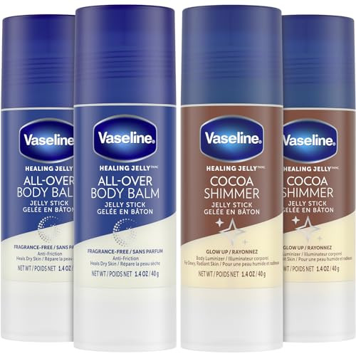 Vaseline Lotion Bundle, Cocoa Shimmer Jelly Stick Highlighter & Luminizer + All Over Body Balm Stick, Vaseline Cocoa Butter, Body Balm Skin Care Set,
