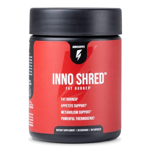Inno Shred Fat Burner for Men and Women with 100mg Capsimax, Grains of Paradise, Organic Caffeine, Green Tea Extract, Appetite Suppressant, Weight Lo