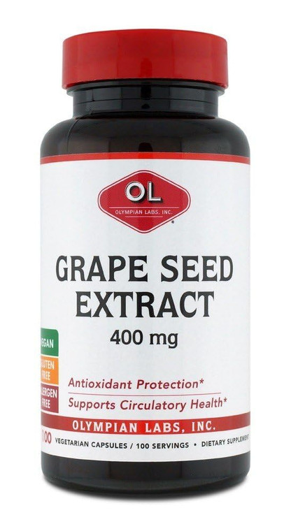 Olympian Labs Grape Seed Extract 400mg Vegan Capsules | Supports Heart & Immune Health, Antioxidant - 100 Count