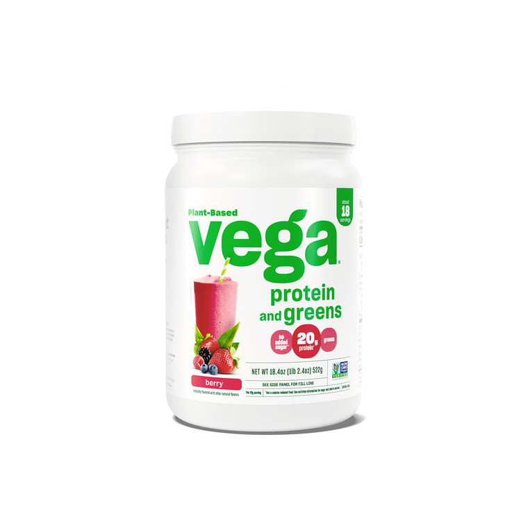 Vega Protein and Greens Protein Powder, Berry - 20g Plant Based Protein Plus Veggies, Vegan, Non GMO, Pea Protein for Women and Men, 1.2 lbs (Packagi