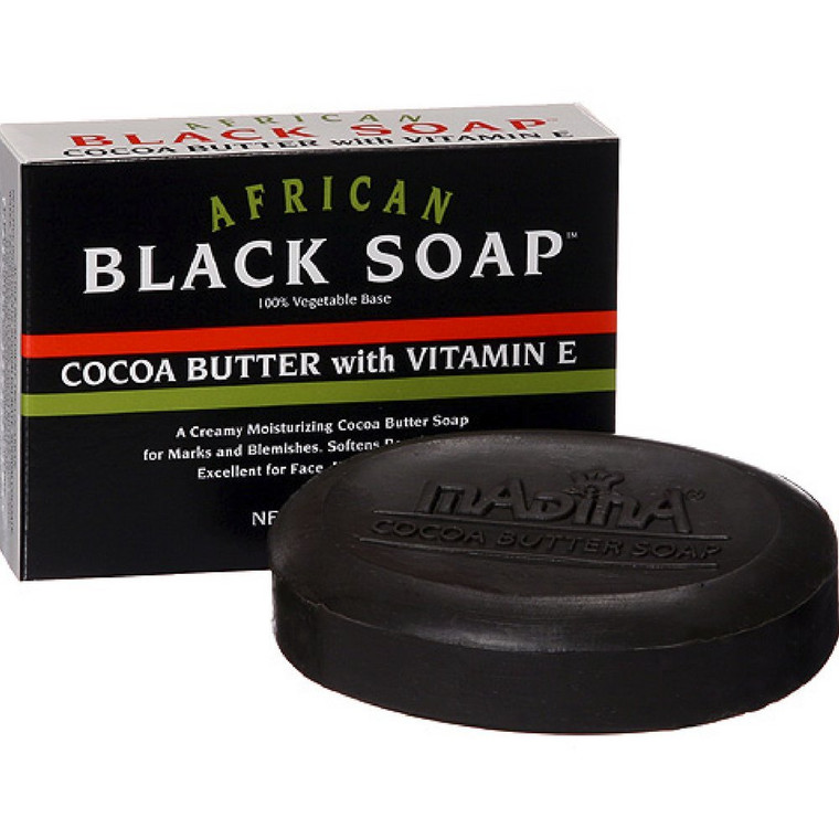 Madina+African+Black+Soap+Cocoa+Butter+with+Vitamin+E%2c+3.5+oz+(Pack+of+8)