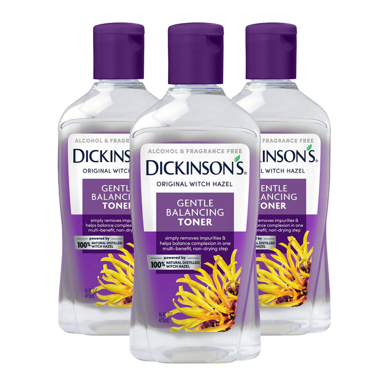 Dickinson's Original Witch Hazel Gentle Balancing Toner, 100% Natural Distilled Witch Hazel, Alcohol & Fragrance Free, Cleans Pores, Calms & Refines