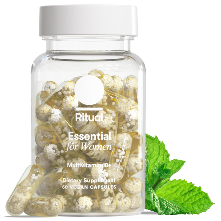 Ritual Multivitamin for Women 18+ with Vitamin D3 for Immune Support*, Vegan Omega 3 DHA, B12, Iron, Gluten Free, Non GMO, USP Verified, Mint, 30 Day