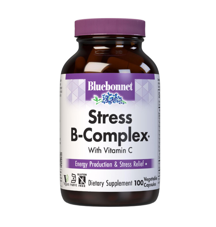 Bluebonnet Nutrition Stress Relief B Complex Vegetable Capsules, Vitamin B6, B12, Biotin, Folate, Vegan, Gluten & Soy & Milk Free, Kosher, Unflavored