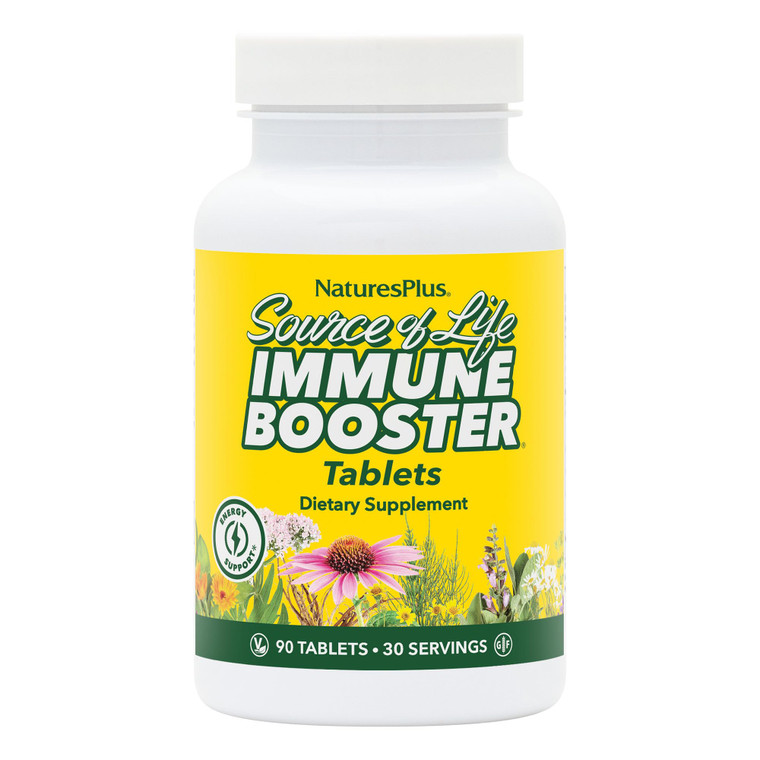 NaturesPlus Source of Life Immune Booster Adult Formula, Rapid & Extended Release - 90 Vegetarian Tablets - Natural Immunity Booster Supplement - Vit