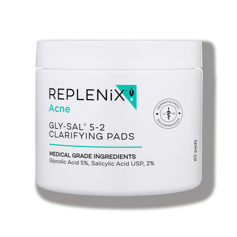 Replenix Gly-Sal Clarifying Acne Pads, 60 Count, Medical-Grade Glycolic Acid & 2% Salicylic Acid Exfoliating Pads for Acne-Prone Skin, Help Clear Ble