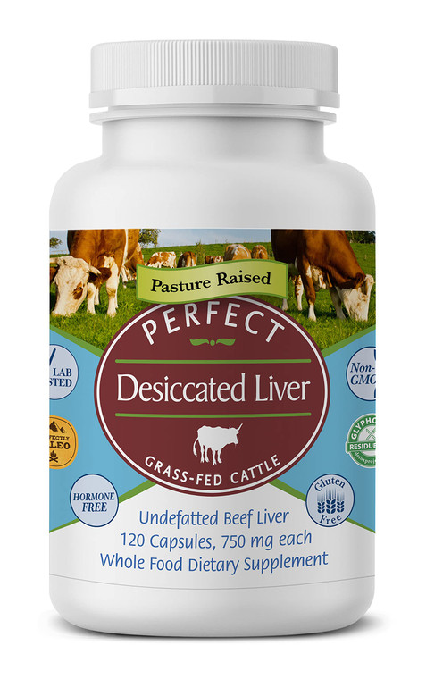 Perfect Supplements  Desiccated Beef Liver Capsules Grass Fed Supplement -Natural Source of Protein, Iron, Vitamins A & B- Boosts Energy and Immunit