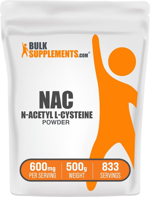 BulkSupplements.com NAC Powder - N-Acetyl Cysteine 600mg, NAC Supplement - Antioxidant Support, Gluten Free - 600mg per Serving, 833 Servings, 500g 1