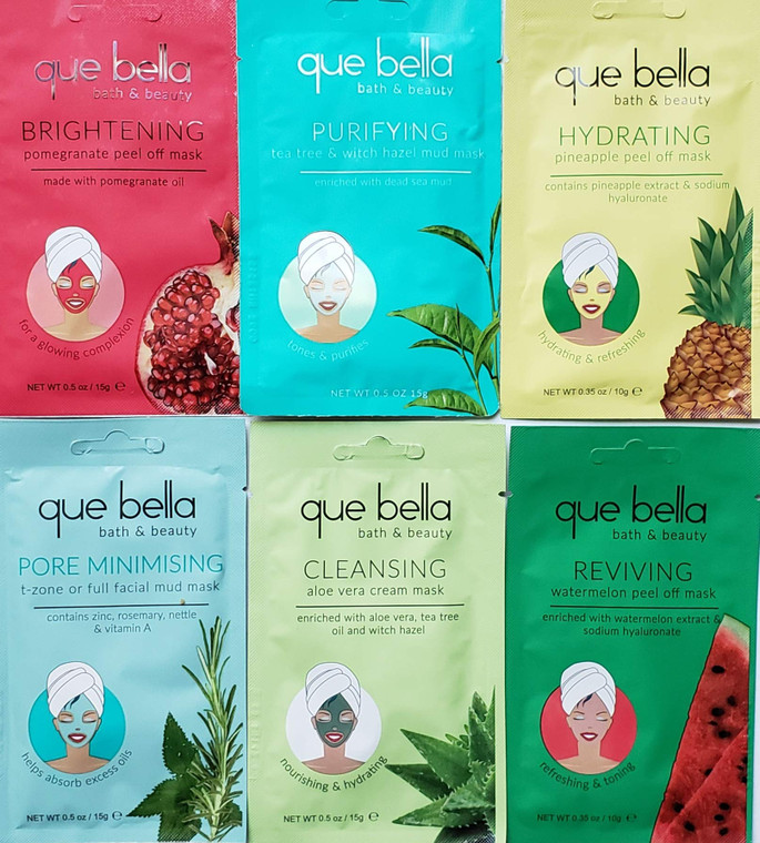 Que Bella Face Mask Pamper Me Gift Set Including 6 Popular Que Bella Face Masks in a Gift Bag