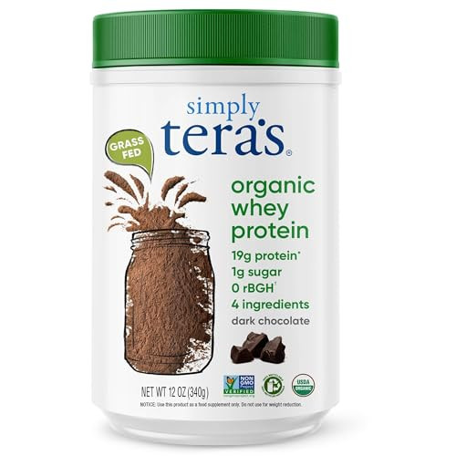 Simply tera's Organic Whey Protein Powder - Grass Fed Whey Protein Powder Without Artificial Sweeteners, Clean, Non-GMO, Gluten-Free - Dark Chocolate