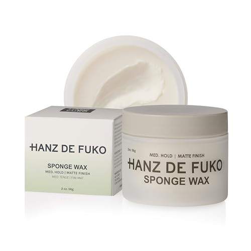 Hanz de Fuko Sponge Wax  Premium Mens Hair Styling Wax for a Medium Hold, Semi-Matte Finish  Ideal Texture Product for All Hair Types, Especially