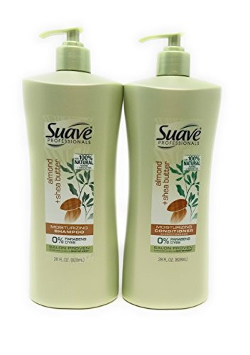 Suave Professionals Moisturizing Shampoo and Conditioner for Dry Hair Almond and Shea Butter Paraben-free and Dye-free 28 oz 2 Count