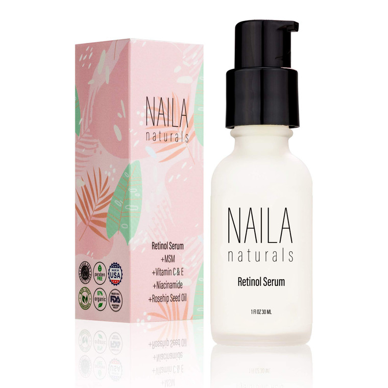 Naila Naturals Retinol Serum - Hydrating Anti Aging Face Serum And Retinol Firming Serum - ORGANIC ingredients - Collagen Retinol Serum - All Natural