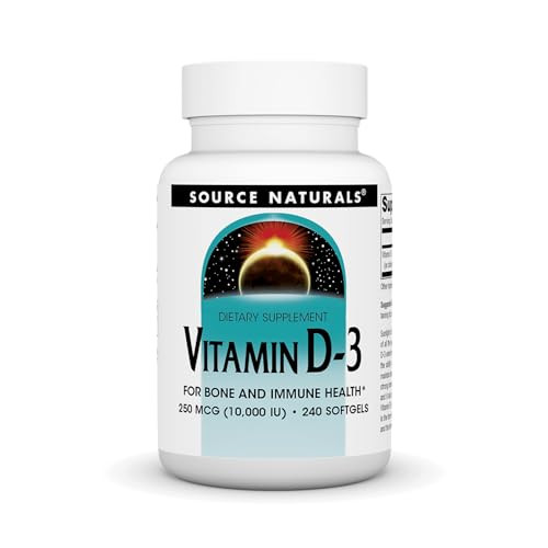 Source Naturals Vitamin D-3, Supports Bone & Immune Health*, 250 mcg (10,000 IU) - 240 Softgels