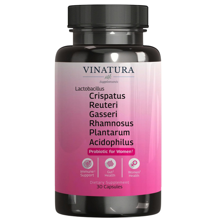 VINATURA Lactobacillus Rhamnosus, Reuteri, Gasseri, Plantarum, Crispatus, Acidophilus Probiotics - Probiotics for Women *USA Made & Tested* Women Vag