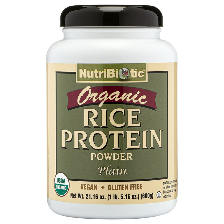 NutriBiotic Certified Organic Plain Rice Protein, 21 Ounce | Low Carbohydrate Vegan Protein Powder | Raw, Certified Kosher & Keto Friendly | Made Wit