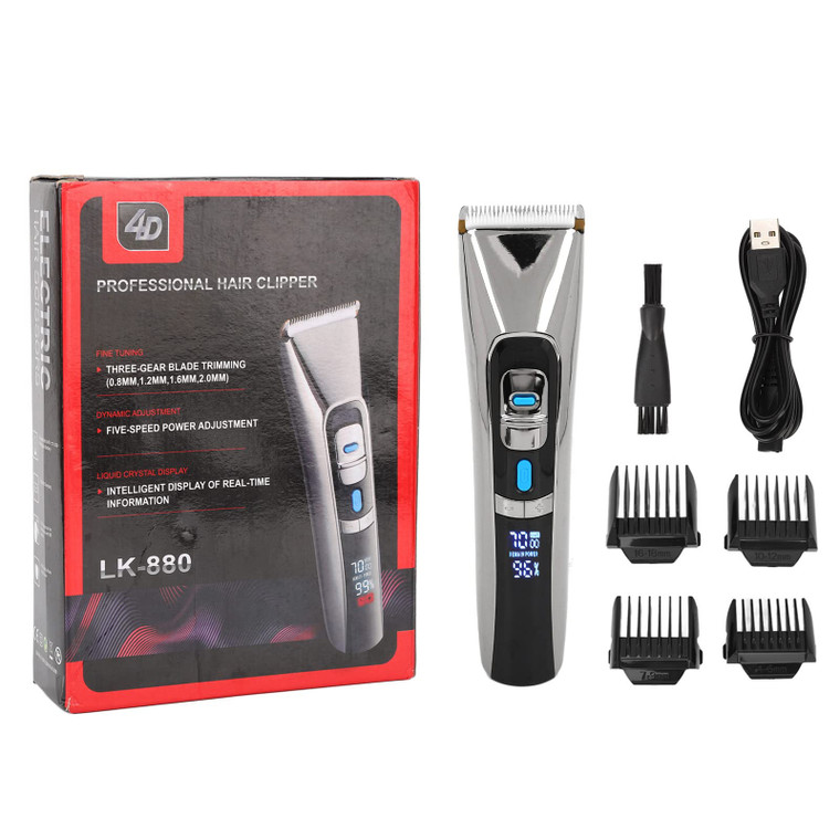 Pyhodi Electric Hair Clipper, Mens Stainless Steel Hair Clipper, USB Rechargeable Lithium Powered, Low Noise Beard Trimmer for Facial Hair Styling