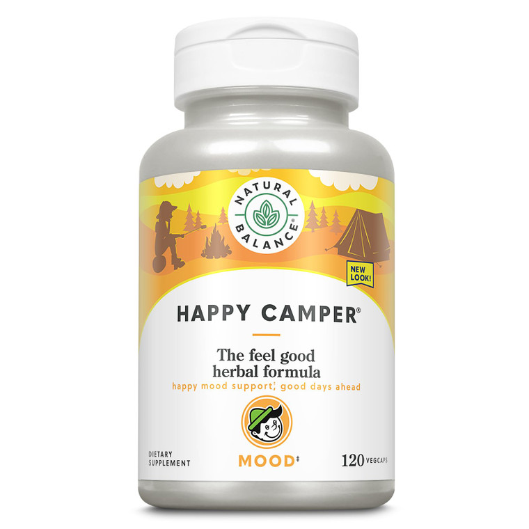Natural Balance Happy Camper - Feel-Good Mood Support Supplement - Gotu Kola, Passion Flower, and Kava Kava Capsules - 60-Day Guarantee - 60 Servings