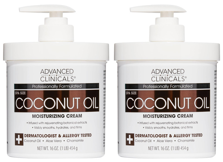 Advanced Clinicals Coconut Oil Body Cream For Women & Men | Hydrating Coconut Lotion For Extremely Dry Skin | Visible Anti Aging Body Butter Skin Car