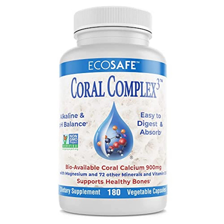 Coral Complex 3 - Coral Calcium 900 mg with Vitamin D3 1200 IU and Magnesium168 mg - 180 Vegetarian Capsules