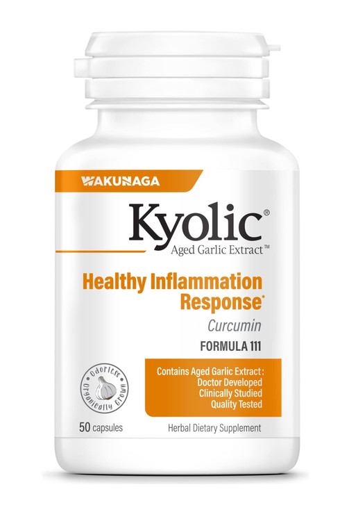 Kyolic Aged Garlic Extract Formula 111, Healthy Inflammation Response*, Curcumin, 50 Capsules