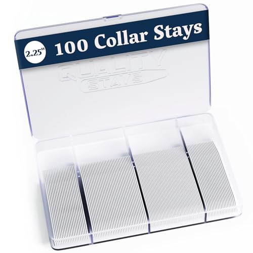 100 Plastic Collar Stays for Men's Dress Shirts  Collar Inserts (Classic White Variety Pack)