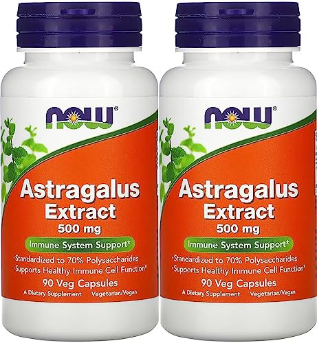 NOW Foods Astragalus 70% Extractract 500mg, Veg-Capsules, 90-Count (Pack of 2)