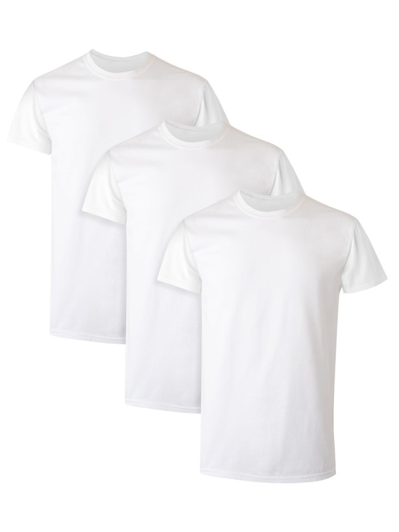 Hanes Mens Cotton, Moisture-wicking Crew Tee Undershirts, Multi-packs, White - 3 Pack, Large US