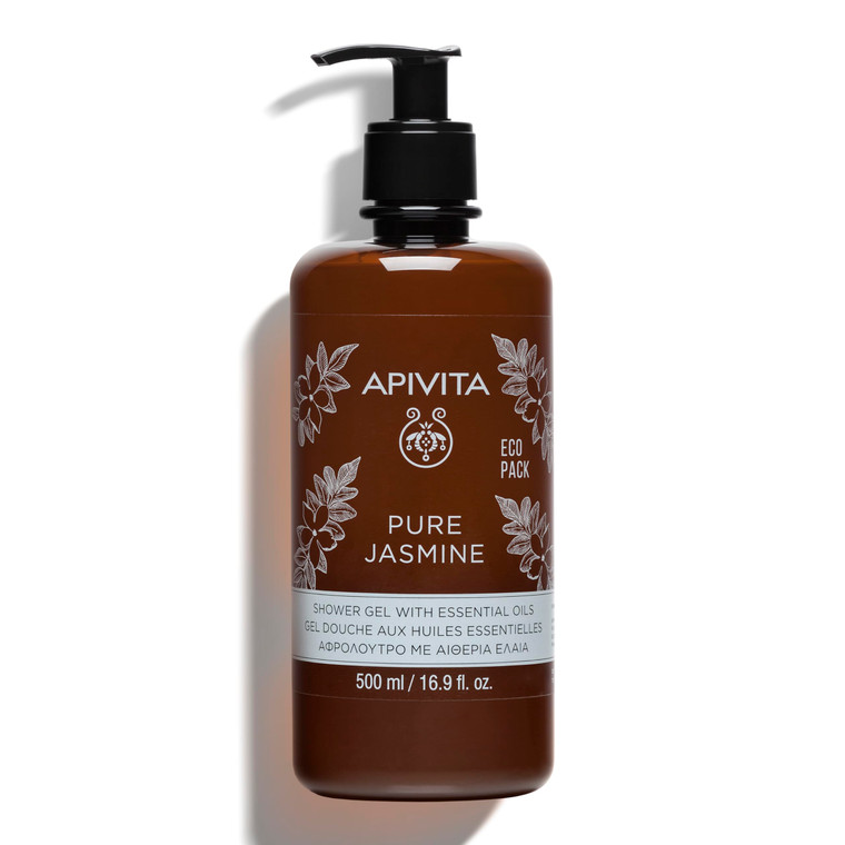APIVITA Pure Jasmine Shower Gel | Gently Cleanses, Hydrates & Preserves Skin's Moisture with Jasmine & Propolis, 500 mL / 16.9 oz