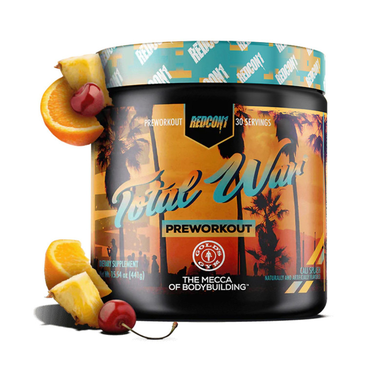 REDCON1 Total War Pre Workout, Cali Splash - Fast Acting Caffeinated Preworkout for Men + Women with Beta Alanine - Contains Citrulline Malate for In