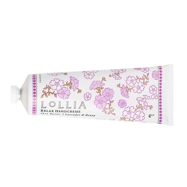 LOLLIA Relax Handcreme, 4 oz, Sugar Cane, Vanilla Bean, & Jasmine, Scented Hand Cream for Women, Moisturizing Lotion for Dry Hands, Quick Absorbing S