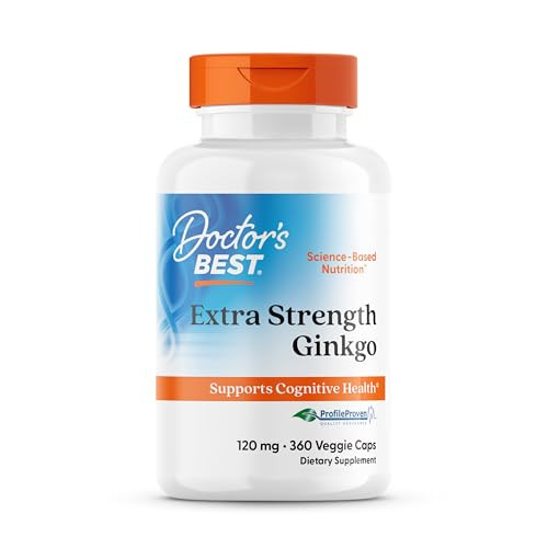 Doctor's Best Extra Strength Ginkgo, Non-GMO, Vegan, Gluten Free, Soy Free, Promotes Mental Function and Memory, 120 mg, 360 Count (Pack of 1)