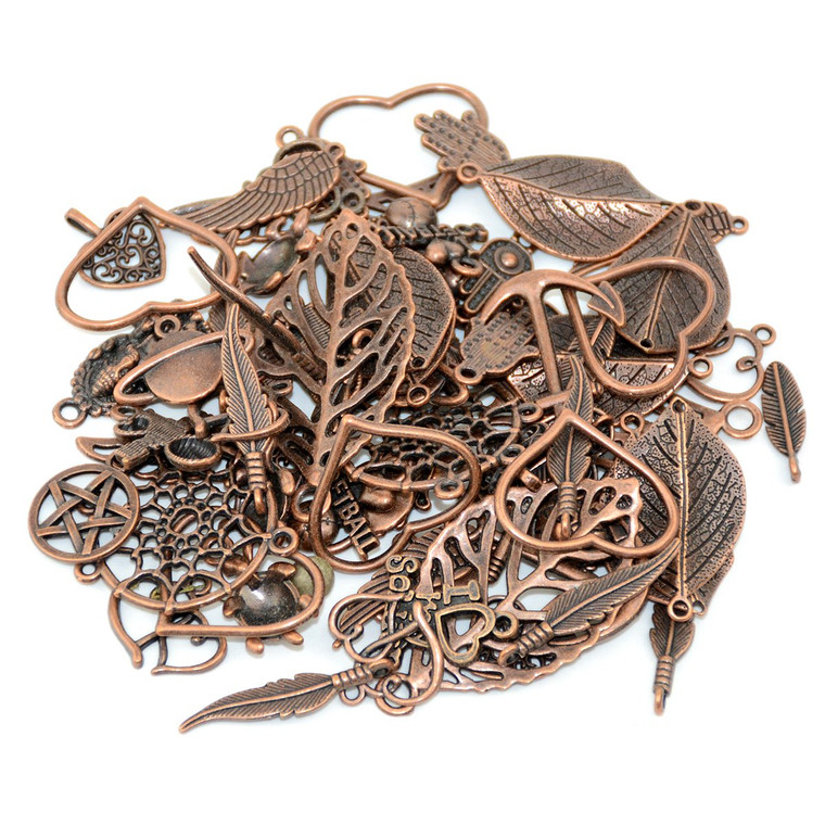 100g Mixed Charms Pendants Assorted DIY Antique Bronze Charms Pendant for Crafting Bracelet Necklace Jewelry Findings Jewelry Making Accessory (Red C