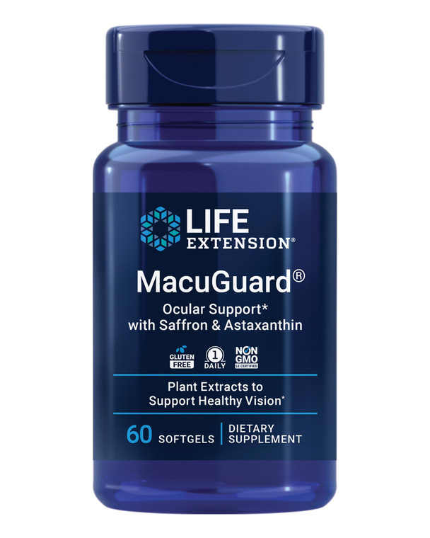 Life Extension MacuGuard Ocular Support with Saffron & Astaxanthin  Eye Health Supplement for Healthy Vision  with Lutein, zeaxanthin, Meso-zeaxant