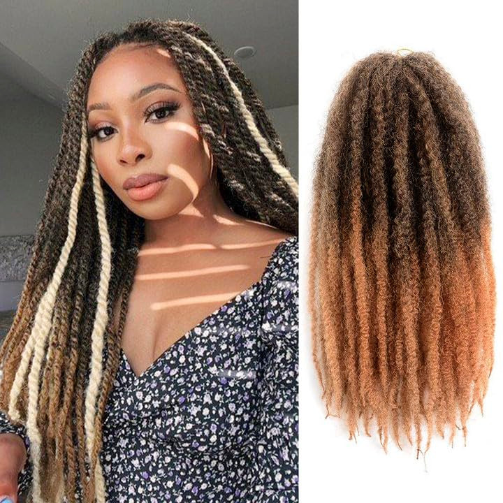 ToyoTress Marley Twist Braiding Hair - 18 Inch 6 Packs Marley Twist Crocht Hair Ombre Blonde, Afro Kinky Curly Marley Braids For Faux Locs (18 Inch,