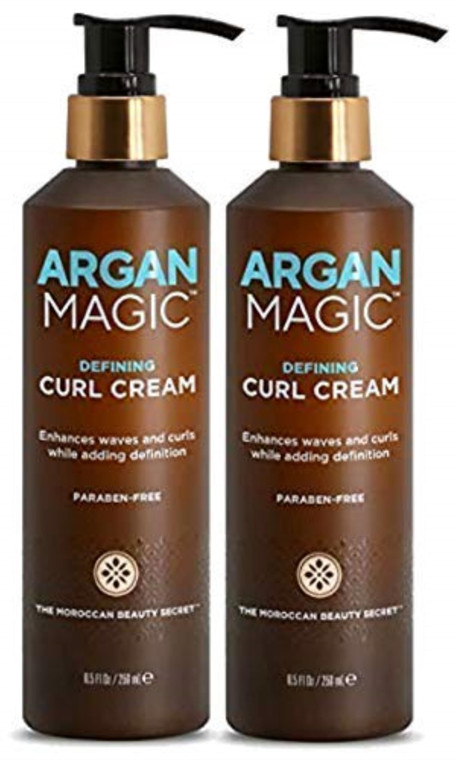 Argan Magic Defining Curl Cream - Enhances Waves & Curls While Adding Definition | Conditions, Detangles, Reduces Frizz | Enriched with Biotin | Made
