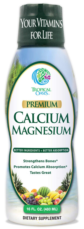 Tropical Oasis Liquid Calcium & Magnesium - Natural formula w/ support for strong bones - Liquid vitamins w/ calcium, - 16oz, 32 Serv.