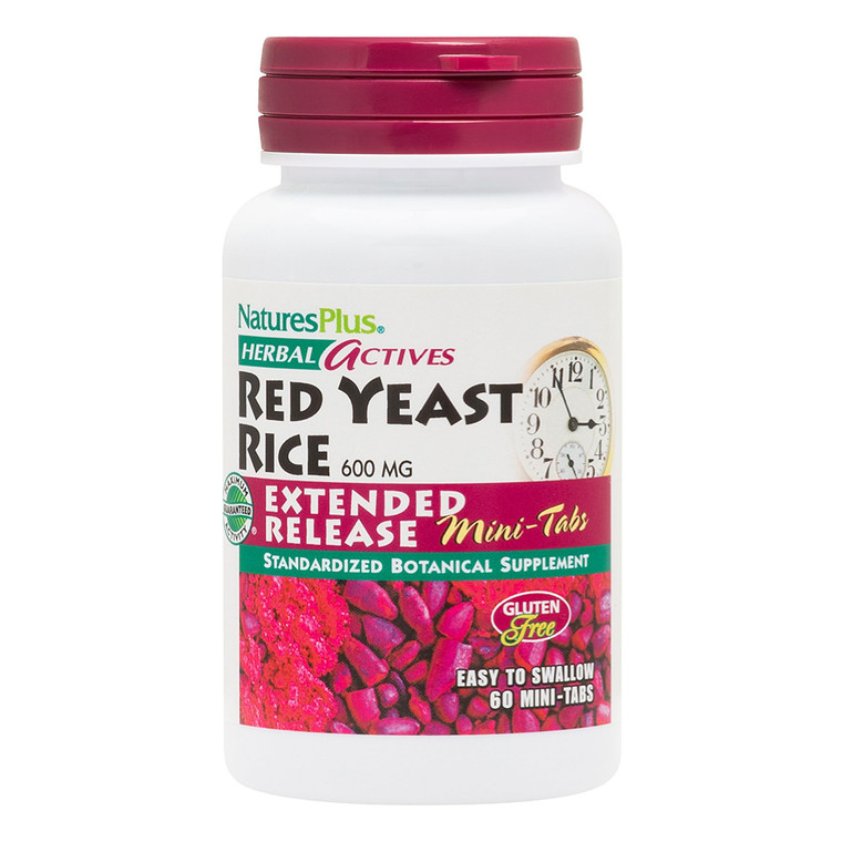 NaturesPlus Herbal Actives Red Yeast Rice, Extended Release - 60 Mini-Tabs - Non-GMO, Vegetarian, Gluten Free - 30 Servings