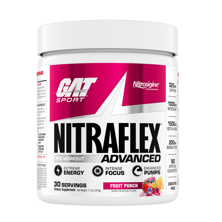 GAT SPORT Nitraflex Advanced Pre-Workout Powder, Increases Blood Flow, Boosts Strength and Energy, Improves Exercise Performance, Men & Women (Fruit