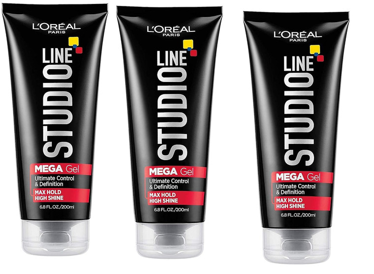 L'Oreal Paris Studio Line Head Lock Mega Hard Hold Gel 6.8 oz (Pack of 3)