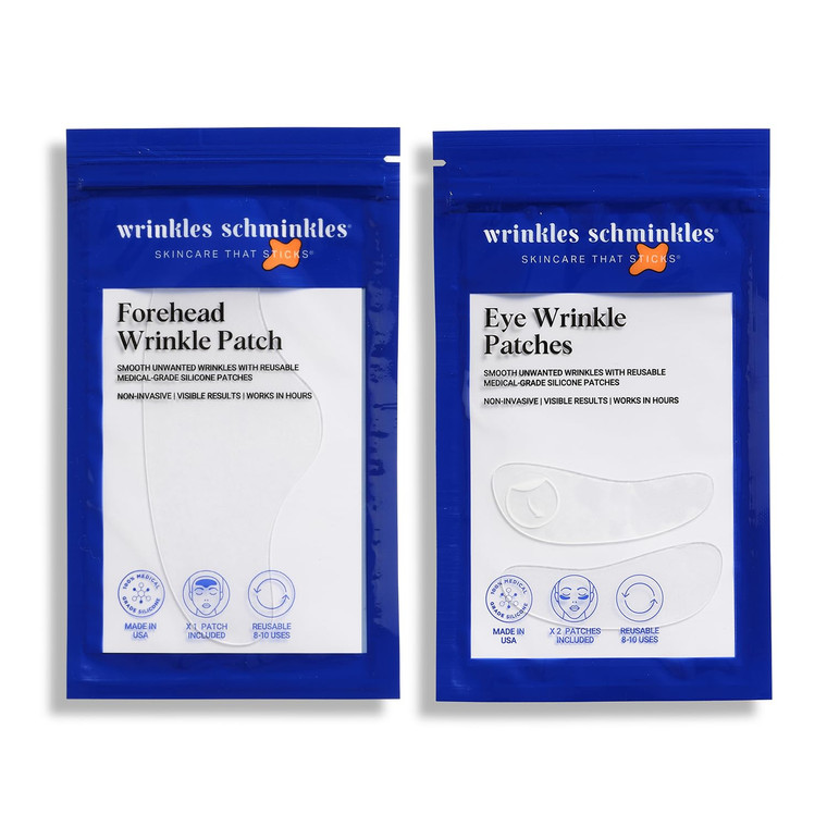 Wrinkles Schminkles Forehead & Under Eye Wrinkle Set - Reusable Silicone Patches for Smoothing Facial Lines - Overnight Wrinkle Reduction (1 Pair)